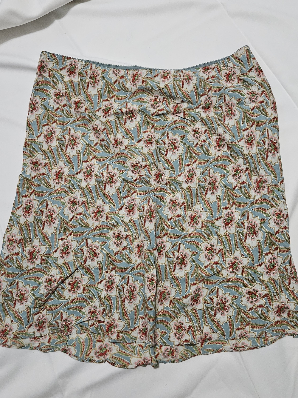 GAP Factory Mint Floral A-Line Mini Skirt with Cream Blossoms